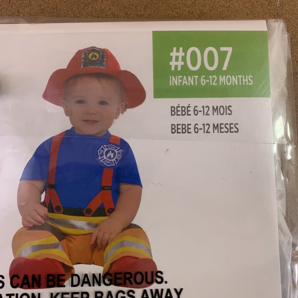Amscan Baby Size 6-12 Months 2 Piece Jumpsuit & Hat First Fireman Costume NWT - Picture 9 of 13